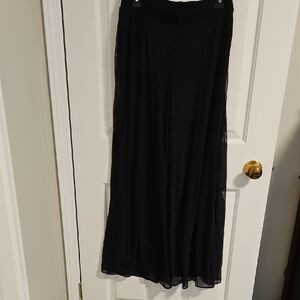 Nina Leonard Elegant Black Lined Wide Leg Mesh Pants NWOT